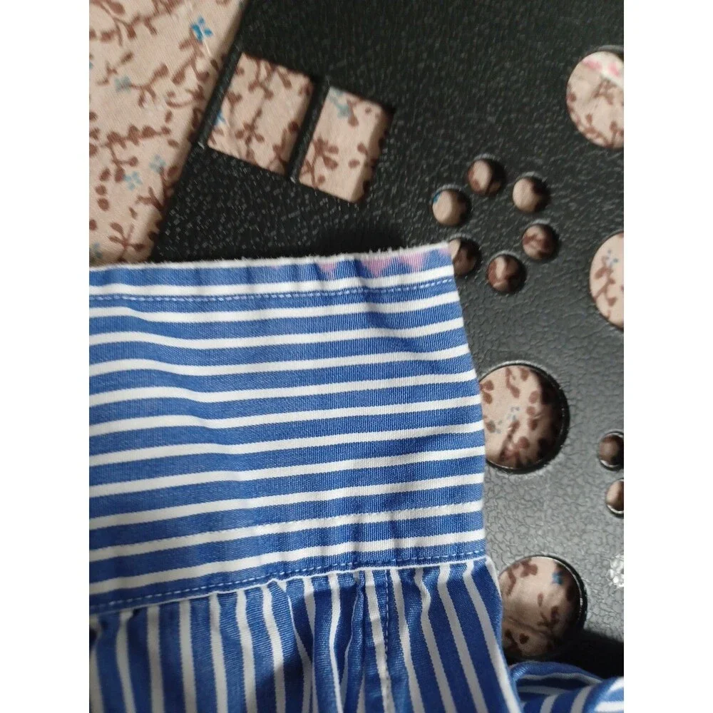 Vintage Polo Ralph Lauren Shirt 17 1/2 XL Blue White Striped Custom Fit XL 17.5